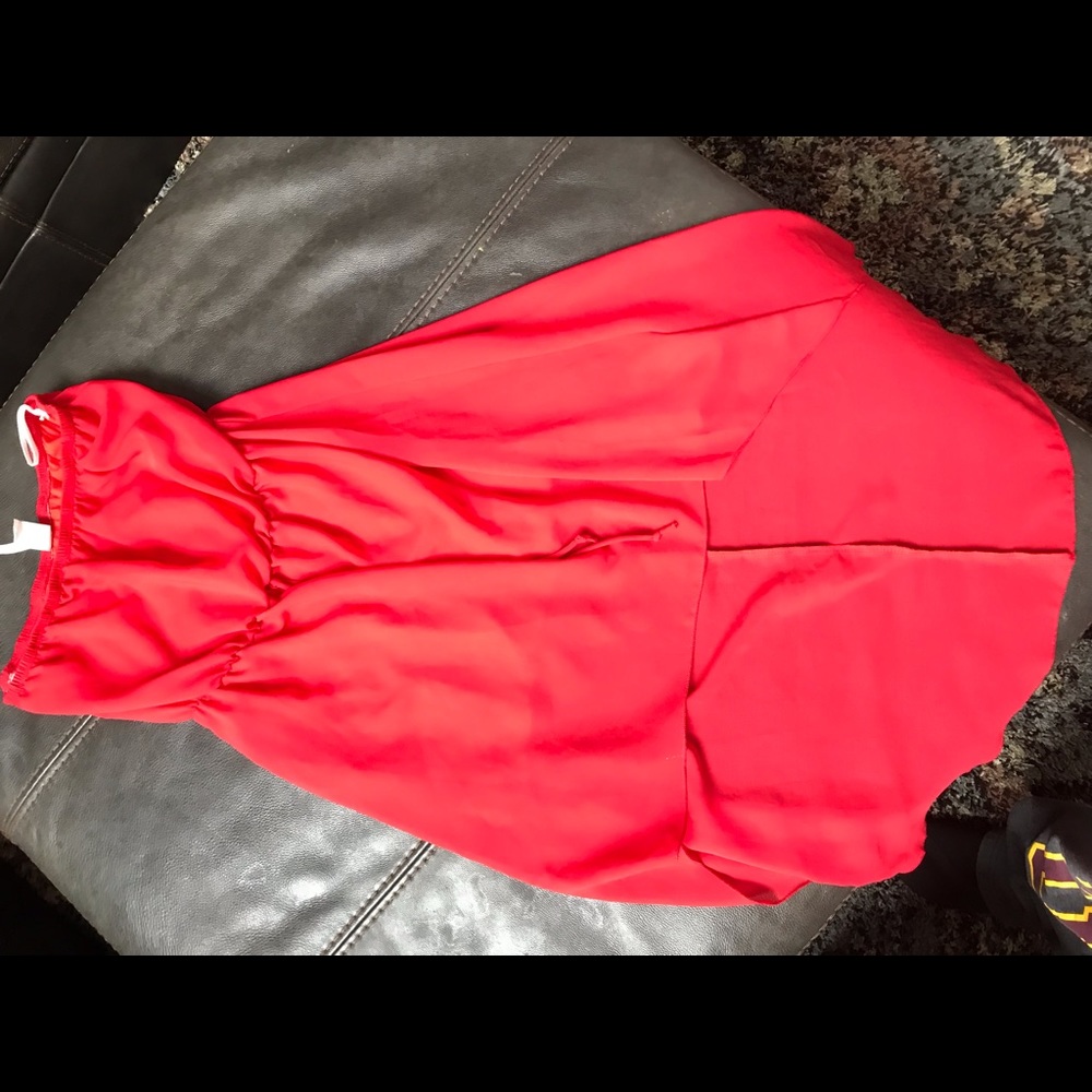 Red strapless high low dress
